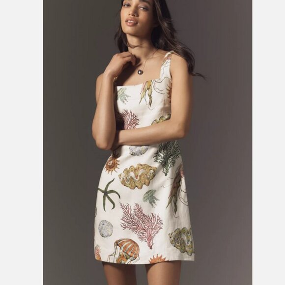 Alemais Dresses & Skirts - ALÉMAIS Sea Sleeveless Linen Mini Dress Lace-Up Jellyfish 2 NWT Anthropologie